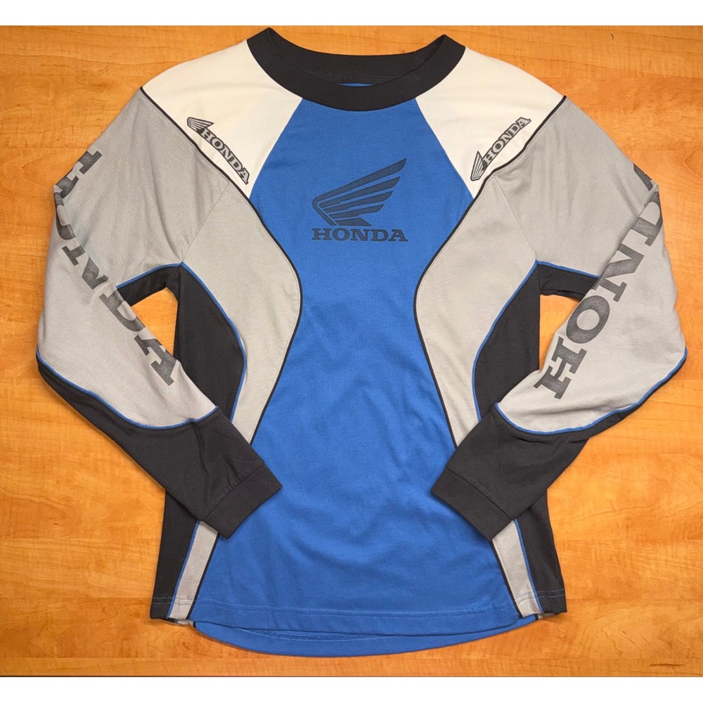 Hollister Honda Graphic Long Sleeve Shirt Mens Medium Heavyweight Boxy Fit Blue